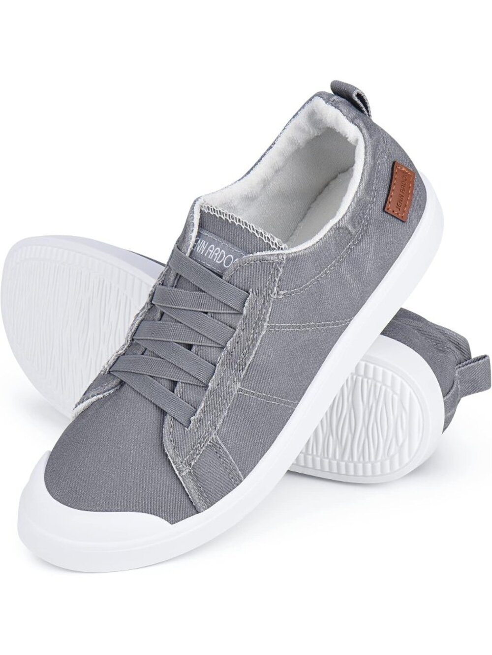 Women's Light Grey Canvas Comfortable Classic Low Tops Walking Flats Sneakers